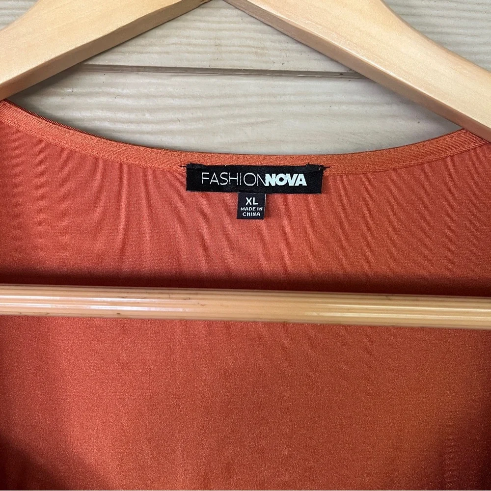 Fashion Nova Orange V-Neck Sleeveless Bodysuit & Cardigan Set 2 Piece Outfit XL - Picture 6 of 8